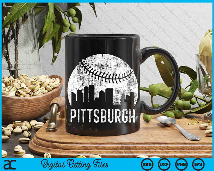 Pittsburgh Skyline Vintage Pittsburgh Baseball SVG PNG Digital Cutting Files