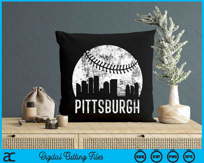 Pittsburgh Skyline Vintage Pittsburgh Baseball SVG PNG Digital Cutting Files