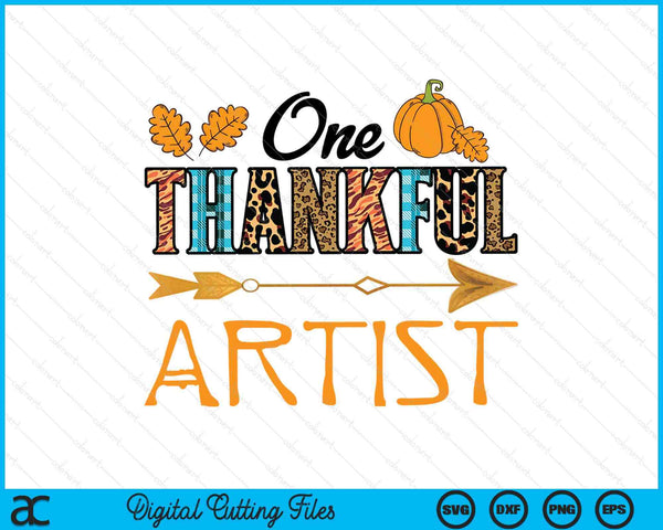 Plaid Leopard One Thankful Artist Thanksgiving Fall SVG PNG Digital Printable Files