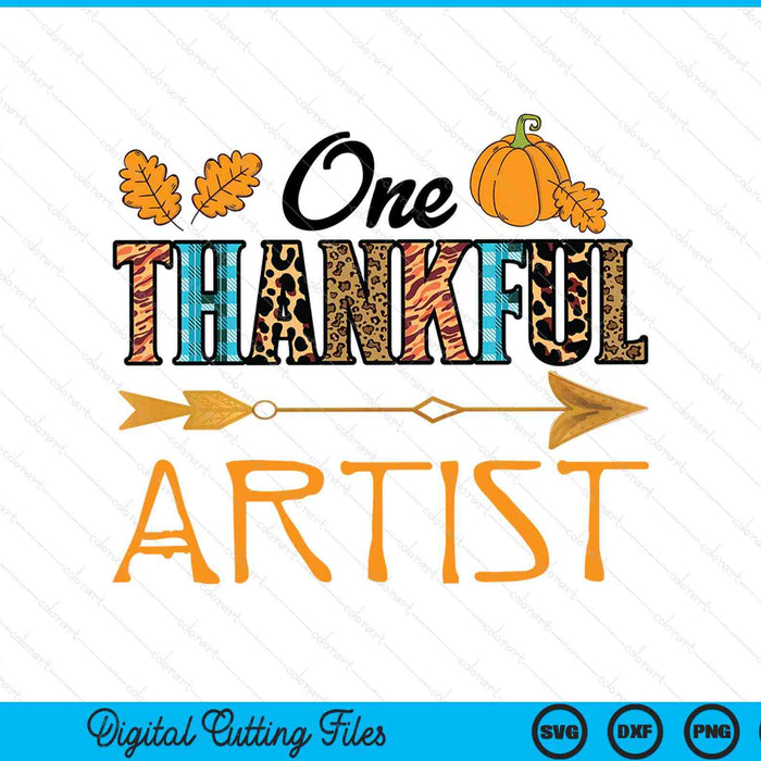 Plaid Leopard One Thankful Artist Thanksgiving Fall SVG PNG Digital Printable Files