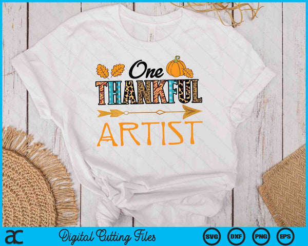 Plaid Leopard One Thankful Artist Thanksgiving Fall SVG PNG Digital Printable Files