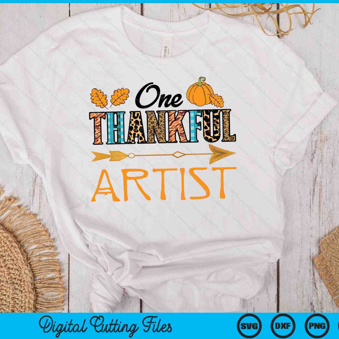 Plaid Leopard One Thankful Artist Thanksgiving Fall SVG PNG Digital Printable Files