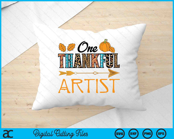 Plaid Leopard One Thankful Artist Thanksgiving Fall SVG PNG Digital Printable Files