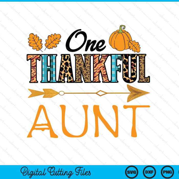 Plaid leopard one thankful aunt Thanksgiving fall SVG cut file
