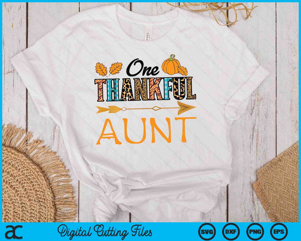 Plaid Leopard One Thankful Aunt Thanksgiving Fall SVG PNG Digital Printable Files