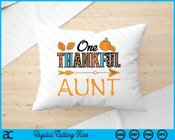 Plaid Leopard One Thankful Aunt Thanksgiving Fall SVG PNG Digital Printable Files