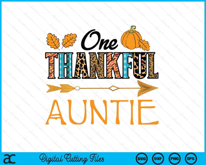 Plaid Leopard One Thankful Auntie Thanksgiving Fall SVG PNG Digital Printable Files