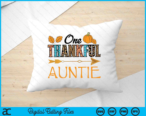 Plaid Leopard One Thankful Auntie Thanksgiving Fall SVG PNG Digital Printable Files