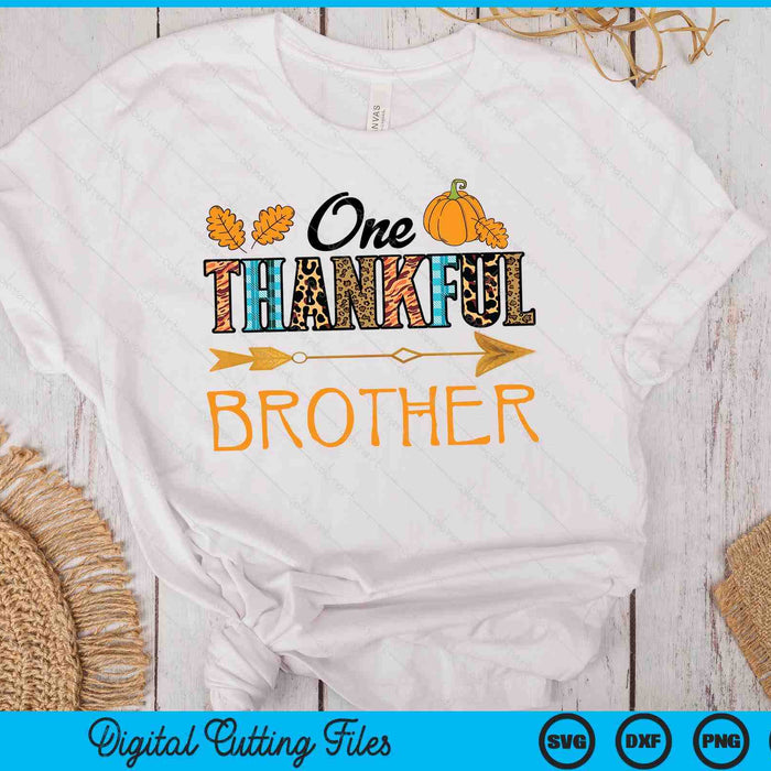 Plaid Leopard One Thankful Brother Thanksgiving Fall SVG PNG Digital Printable Files