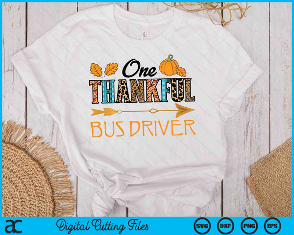 Plaid Leopard One Thankful Bus Driver Thanksgiving Fall SVG PNG Digital Printable Files