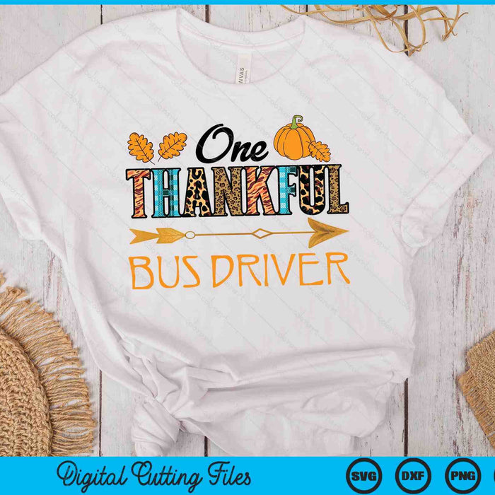 Plaid Leopard One Thankful Bus Driver Thanksgiving Fall SVG PNG Digital Printable Files