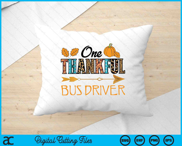 Plaid Leopard One Thankful Bus Driver Thanksgiving Fall SVG PNG Digital Printable Files