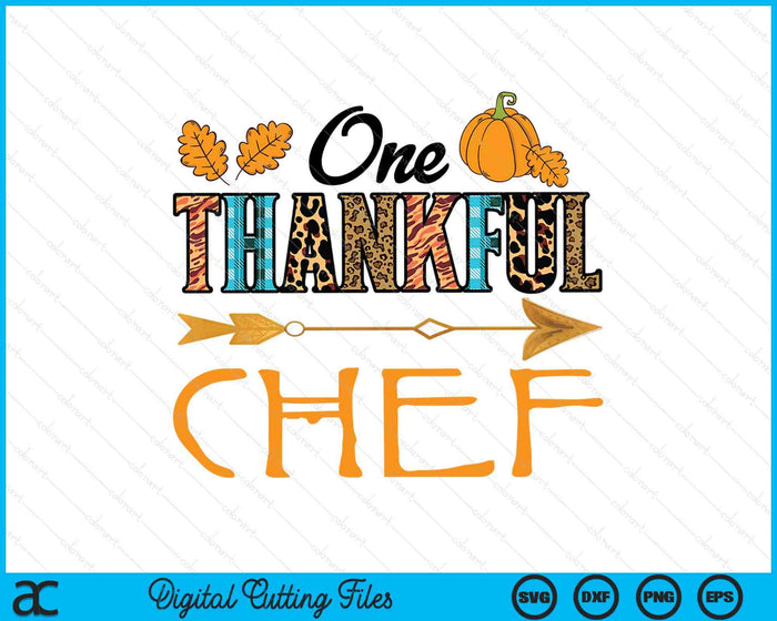 Plaid Leopard One Thankful Chef Thanksgiving Fall SVG PNG Digital Printable Files