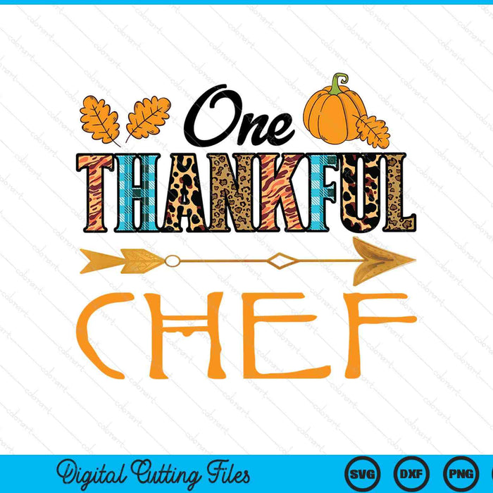 Plaid Leopard One Thankful Chef Thanksgiving Fall SVG PNG Digital Printable Files