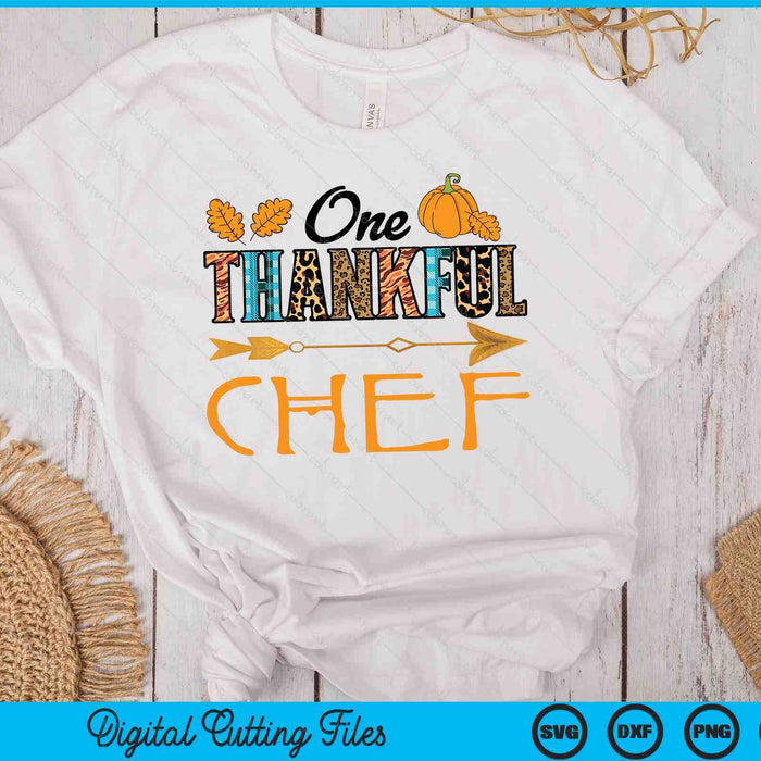 Plaid Leopard One Thankful Chef Thanksgiving Fall SVG PNG Digital Printable Files