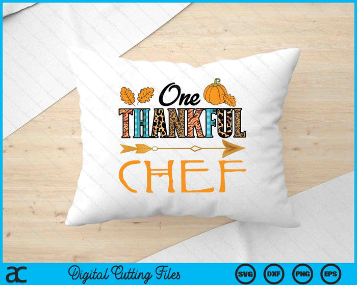 Plaid Leopard One Thankful Chef Thanksgiving Fall SVG PNG Digital Printable Files