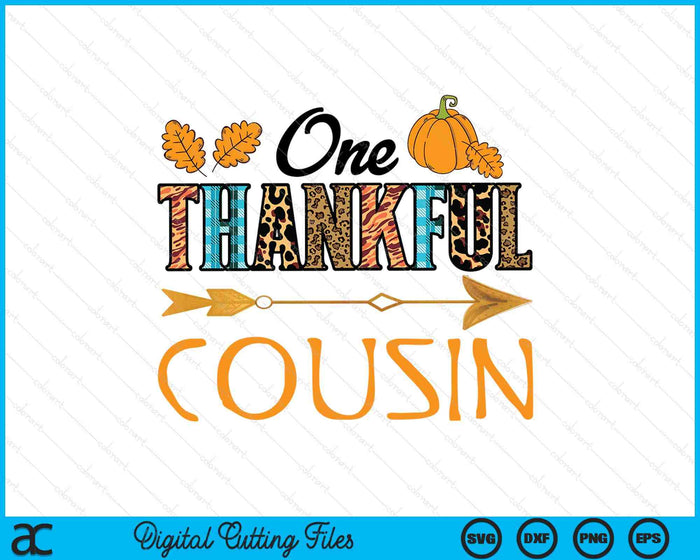 Plaid Leopard One Thankful Cousin Thanksgiving Fall SVG PNG Digital Printable Files