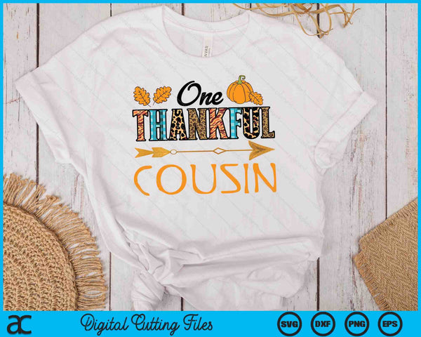 Plaid Leopard One Thankful Cousin Thanksgiving Fall SVG PNG Digital Printable Files