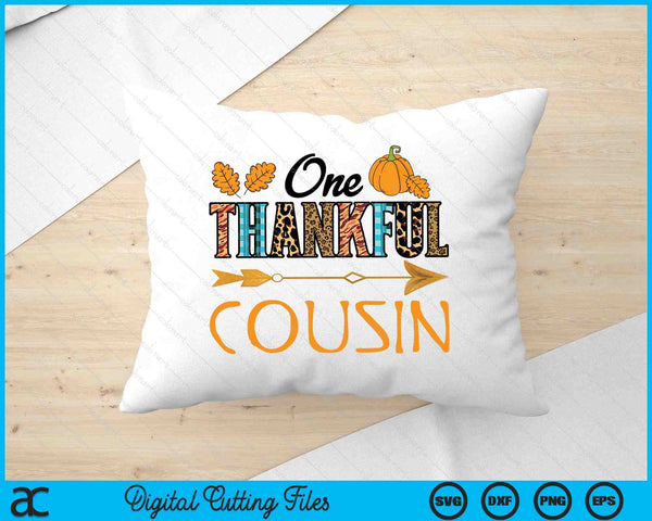 Plaid Leopard One Thankful Cousin Thanksgiving Fall SVG PNG Digital Printable Files