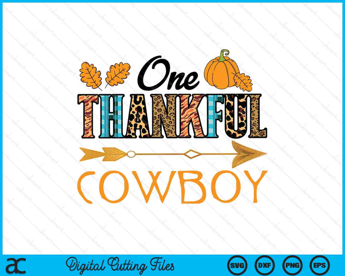 Plaid Leopard One Thankful Cowboy Thanksgiving Fall SVG PNG Digital Printable Files