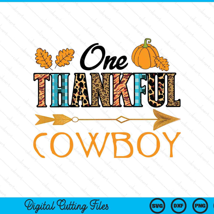 Plaid leopard one thankful cowboy Thanksgiving fall SVG cut file