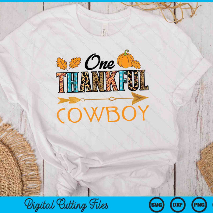 Plaid Leopard One Thankful Cowboy Thanksgiving Fall SVG PNG Digital Printable Files