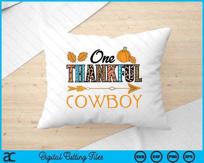 Plaid Leopard One Thankful Cowboy Thanksgiving Fall SVG PNG Digital Printable Files