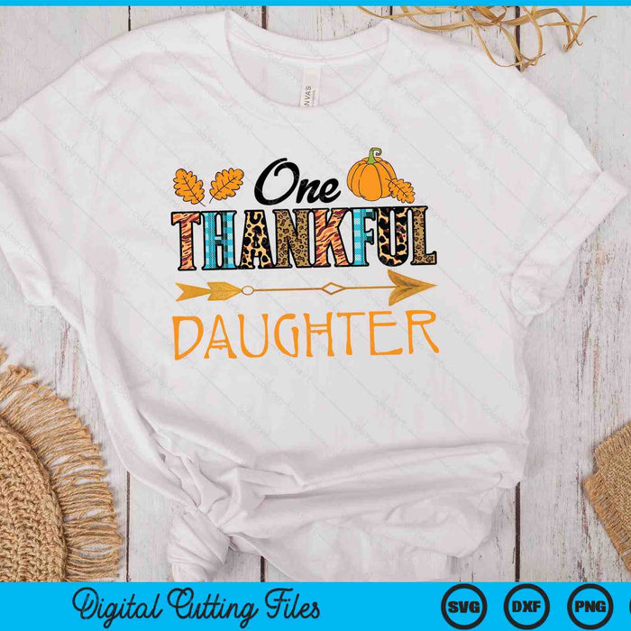 Plaid Leopard One Thankful Daughter Thanksgiving Fall SVG PNG Digital Printable Files