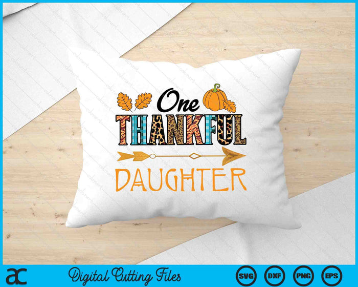 Plaid Leopard One Thankful Daughter Thanksgiving Fall SVG PNG Digital Printable Files