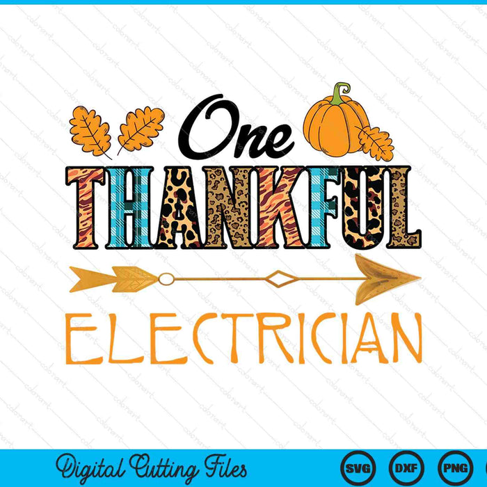 Plaid leopard one thankful electrician Thanksgiving fall SVG cut file