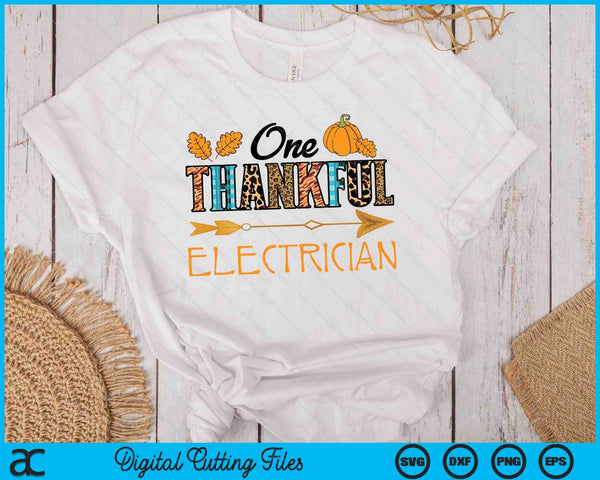 Plaid Leopard One Thankful Electrician Thanksgiving Fall SVG PNG Digital Printable Files