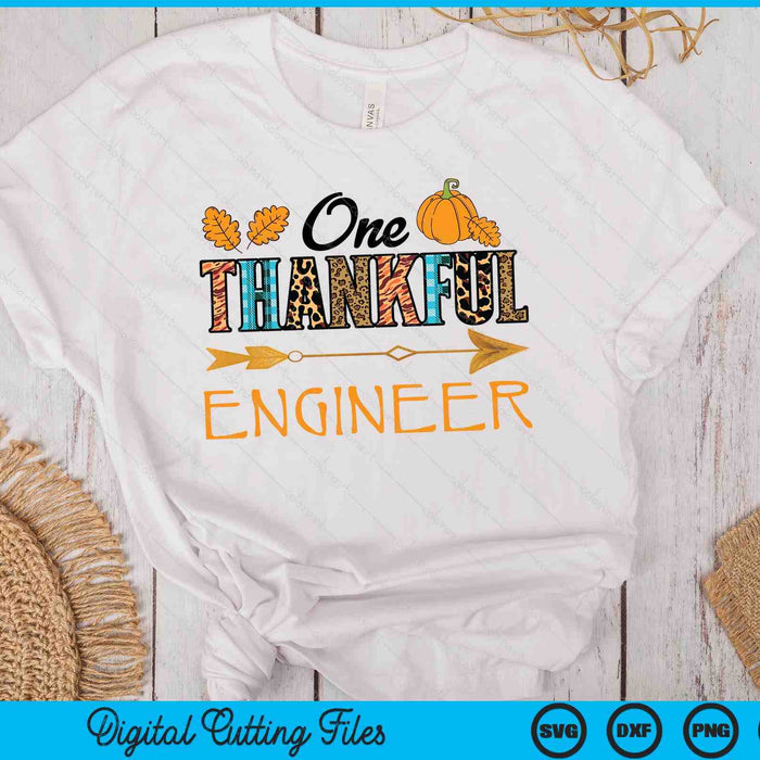 Plaid Leopard One Thankful Engineer Thanksgiving Fall SVG PNG Digital Printable Files