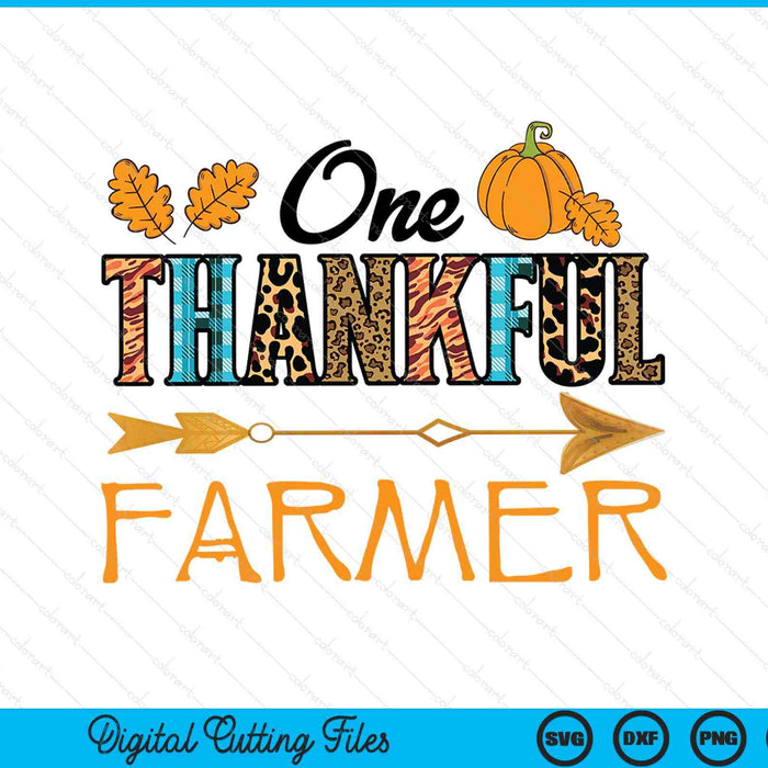 Plaid Leopard One Thankful Farmer Thanksgiving Fall SVG PNG Digital Printable Files