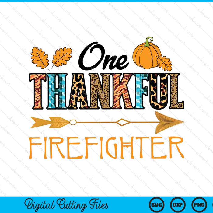 Plaid Leopard One Thankful Firefighter Thanksgiving Fall SVG PNG Digital Printable Files