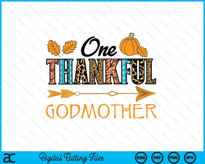 Plaid Leopard One Thankful Godmother Thanksgiving Fall SVG PNG Digital Printable Files