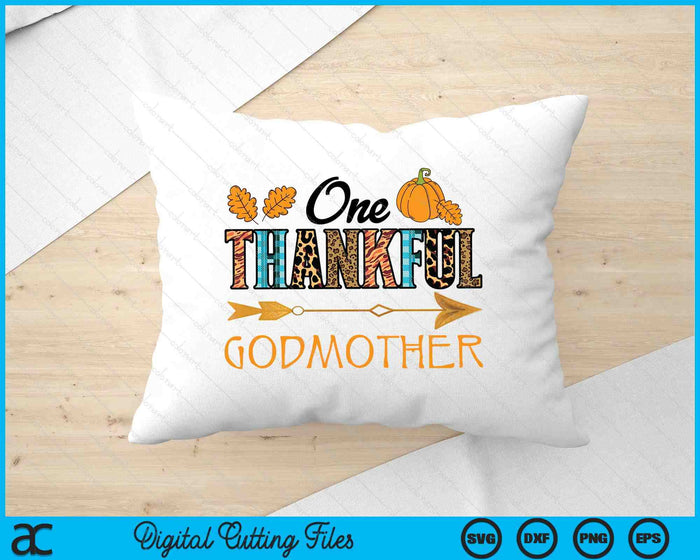 Plaid Leopard One Thankful Godmother Thanksgiving Fall SVG PNG Digital Printable Files