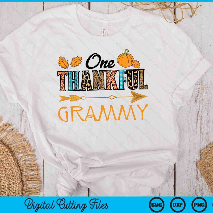 Plaid Leopard One Thankful Grammy Thanksgiving Fall SVG PNG Digital Printable Files