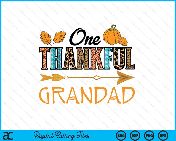 Plaid Leopard One Thankful Grandad Thanksgiving Fall SVG PNG Digital Printable Files