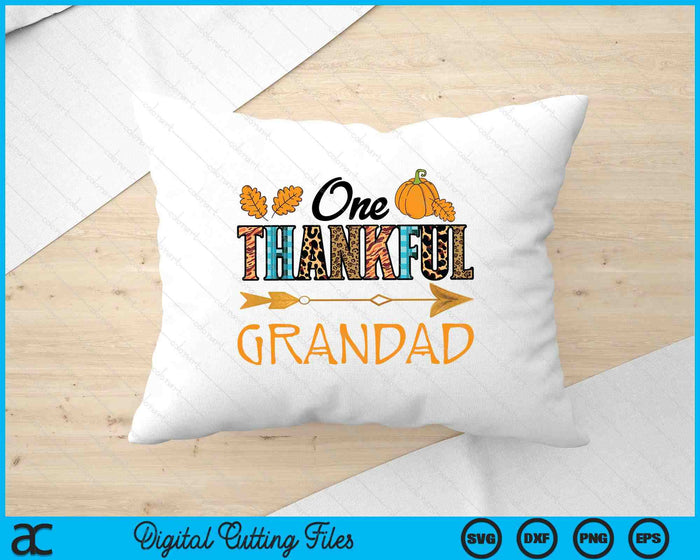 Plaid Leopard One Thankful Grandad Thanksgiving Fall SVG PNG Digital Printable Files