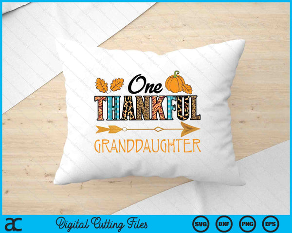 Plaid Leopard One Thankful Granddaughter Thanksgiving Fall SVG PNG Digital Printable Files