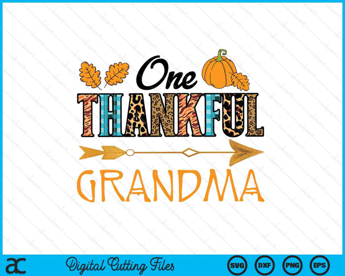 Plaid Leopard One Thankful Grandma Thanksgiving Fall SVG PNG Digital Printable Files