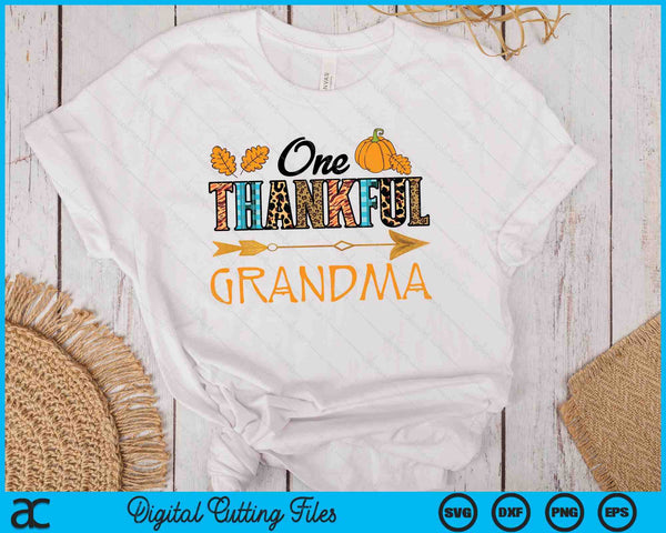 Plaid Leopard One Thankful Grandma Thanksgiving Fall SVG PNG Digital Printable Files