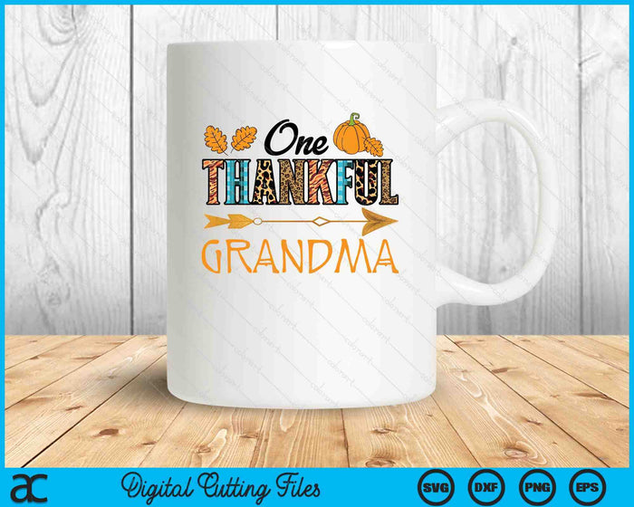 Plaid Leopard One Thankful Grandma Thanksgiving Fall SVG PNG Digital Printable Files