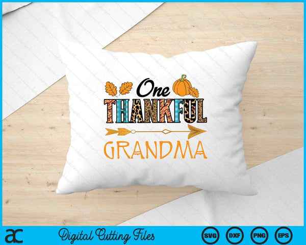 Plaid Leopard One Thankful Grandma Thanksgiving Fall SVG PNG Digital Printable Files