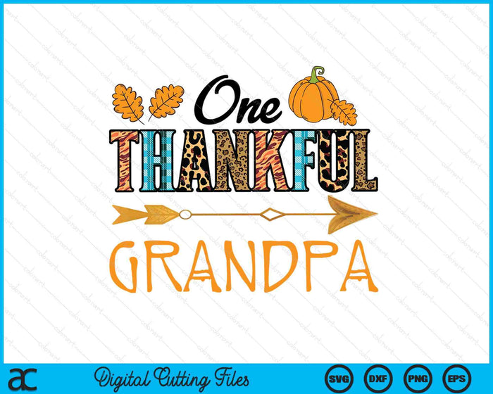 Plaid Leopard One Thankful Grandpa Thanksgiving Fall SVG PNG Digital Printable Files