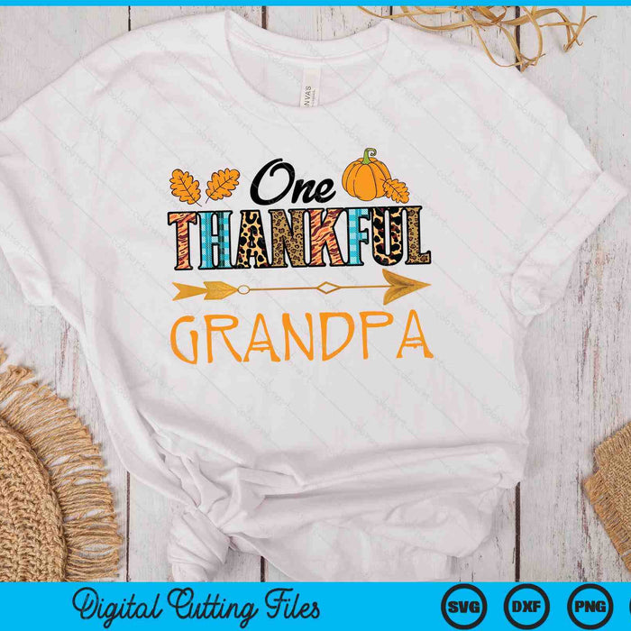 Plaid Leopard One Thankful Grandpa Thanksgiving Fall SVG PNG Digital Printable Files