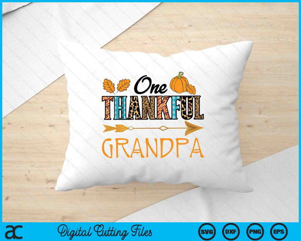 Plaid Leopard One Thankful Grandpa Thanksgiving Fall SVG PNG Digital Printable Files