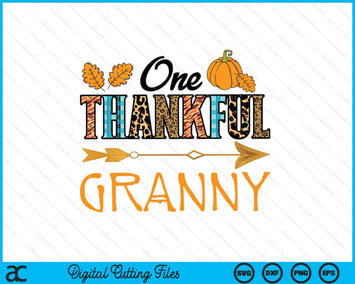 Plaid Leopard One Thankful Granny Thanksgiving Fall SVG PNG Digital Printable Files