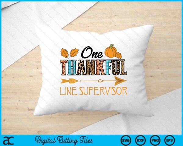 Plaid Leopard One Thankful Line Supervisor Thanksgiving Fall SVG PNG Digital Printable Files