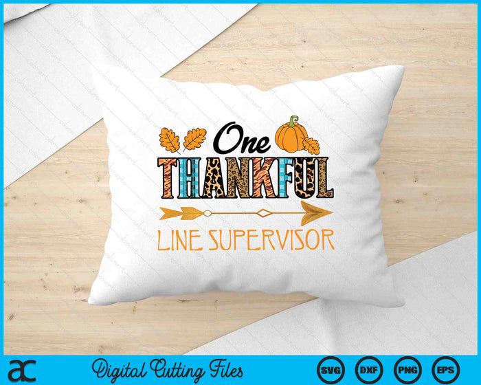 Plaid Leopard One Thankful Line Supervisor Thanksgiving Fall SVG PNG Digital Printable Files